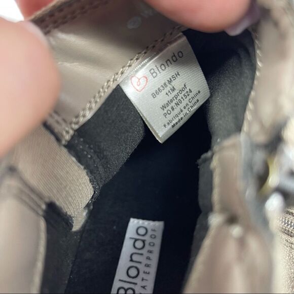 Blondo Taupe Tan Suede Block Stacked Booties 11 - Picture 6 of 10